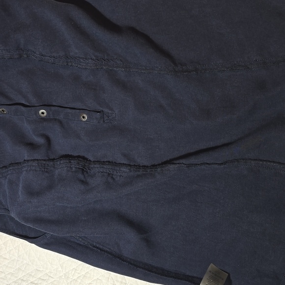 Margaret O'Leary Navy Sleeveless Ruffle Tencel Top Blouse - Picture 9 of 13